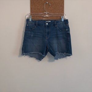 Denim frayed shorts